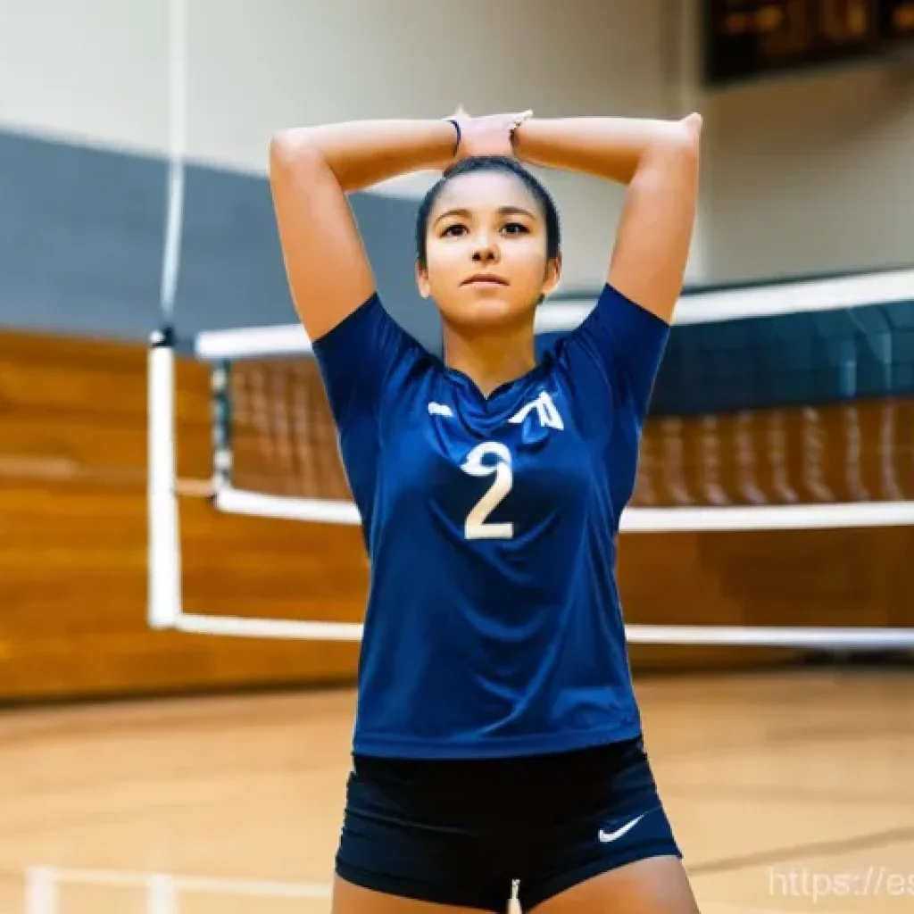 배구 경기 중 흔한 부상과 대처법 - **Dynamic Volleyball Warm-up:**
    "An athletic female volleyball player, approximately 20-25 years...