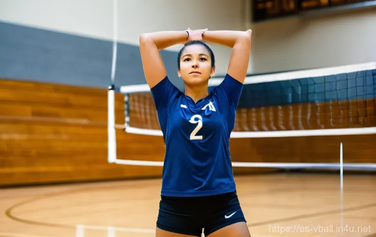 배구 경기 중 흔한 부상과 대처법 - **Dynamic Volleyball Warm-up:**
    "An athletic female volleyball player, approximately 20-25 years...