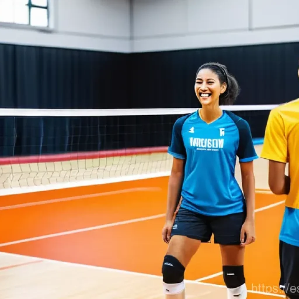 배구 커뮤니티 사이트 - **Prompt:** A dynamic and inclusive scene depicting a diverse group of volleyball enthusiasts (men a...