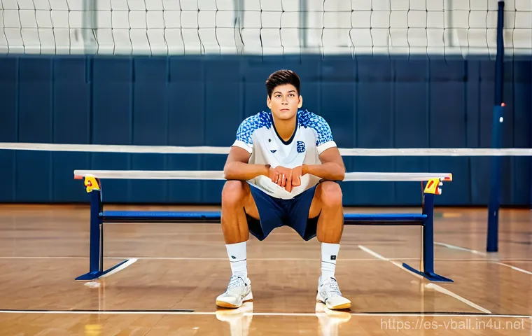 배구 경기 중 심리적 압박 다루는 법 - **Conscious Breathing in a Tense Match:**
    "A female volleyball player, mid-match, stands on the ...