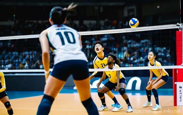배구 경기 관람 후 소감 작성 - **Prompt:** "A highly dynamic and intense shot from an indoor professional volleyball match. A male ...