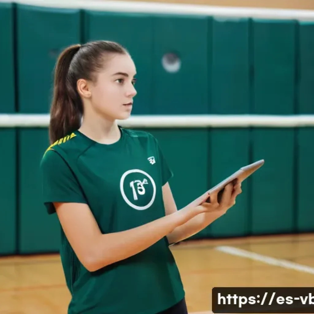 배구 훈련 비디오 분석 도구 - **Prompt:** A young female volleyball player, around 18 years old, with athletic build and focused e...