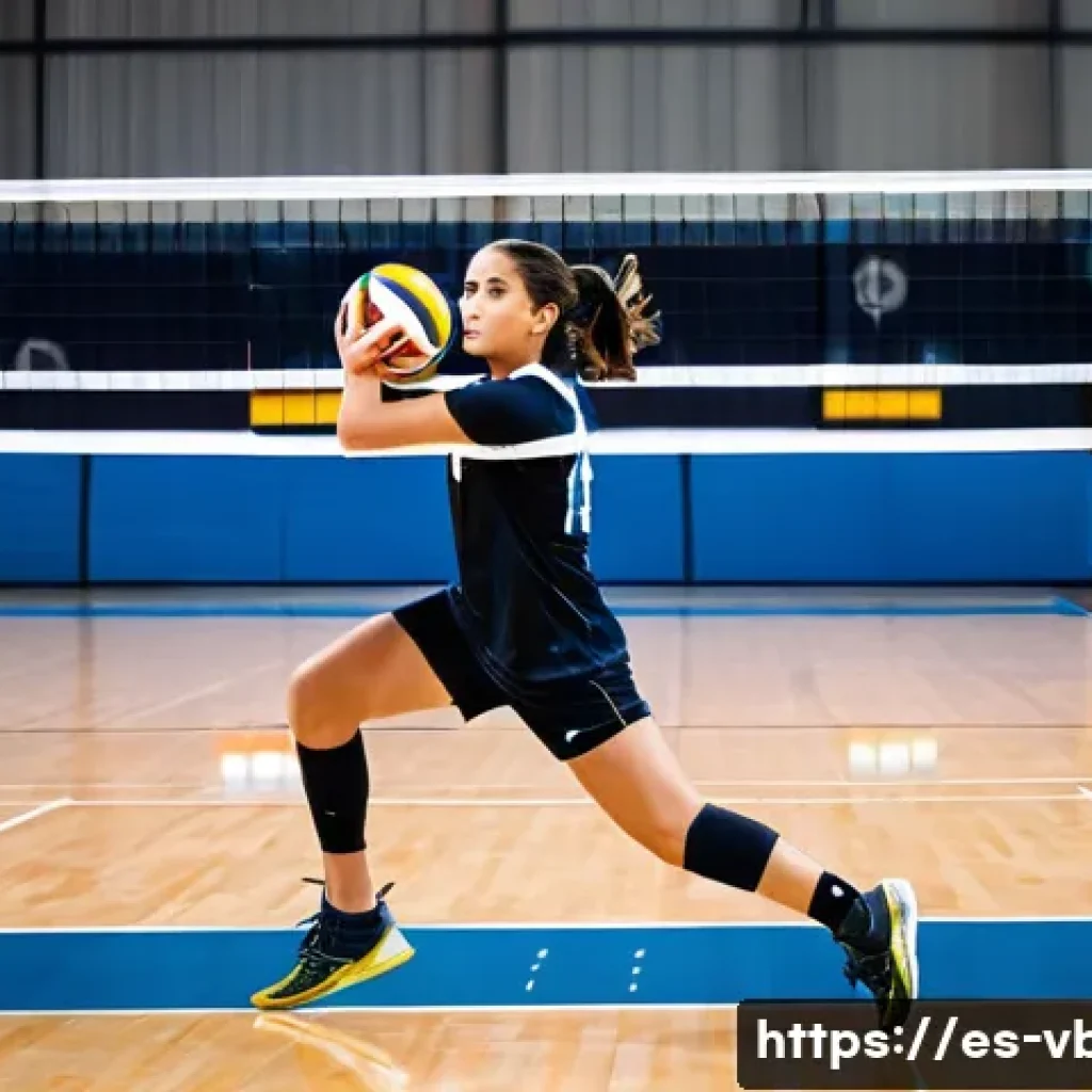 배구 경기 전 필수 준비물 - A dynamic indoor volleyball scene showing a young adult player wearing specialized volleyball shoes ...
