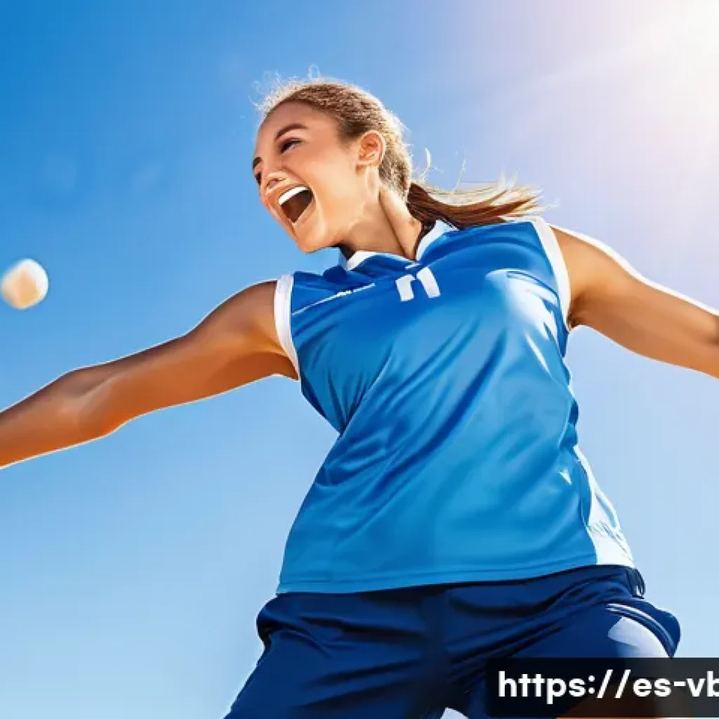배구 기술 향상 훈련법 - A dynamic volleyball player performing a powerful jump serve on an outdoor sand court under bright s...