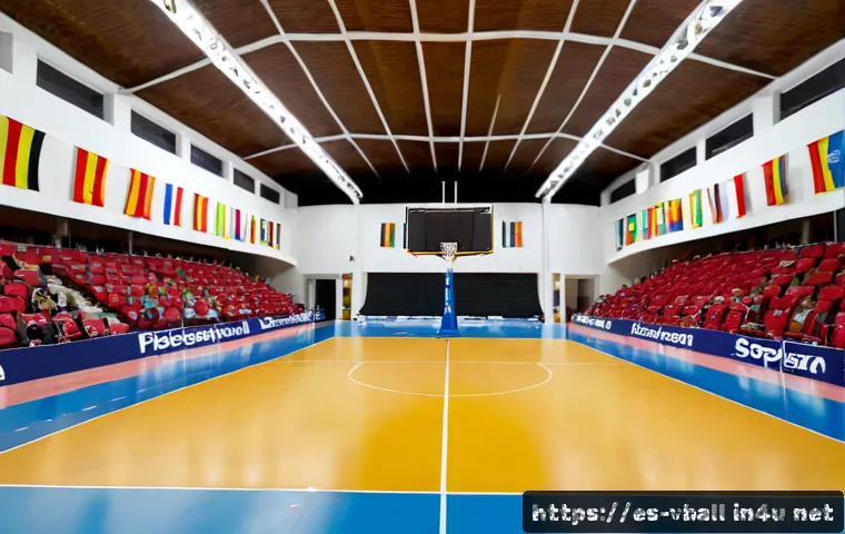 Home 13 배구 관련 기업 후원 - Photorealistic indoor volleyball arena in Spain, a women’s volleyball team in modest professional un...
