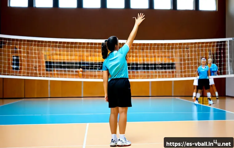 Home 17 배구 규칙에 관한 흔한 질문 - Photorealistic indoor volleyball court in a community sports center in Spain, a female referee in mo...
